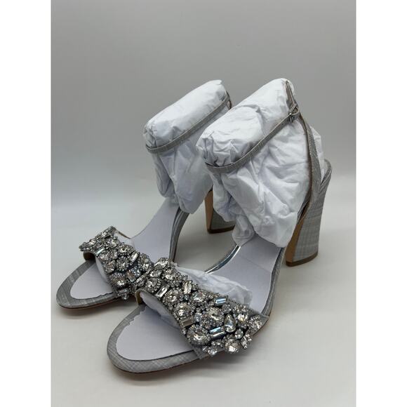 Badgley Mischka Women's Jill Chrystal Embellished Block Heel MP5331 Size 9.5 NIB - Picture 10 of 12